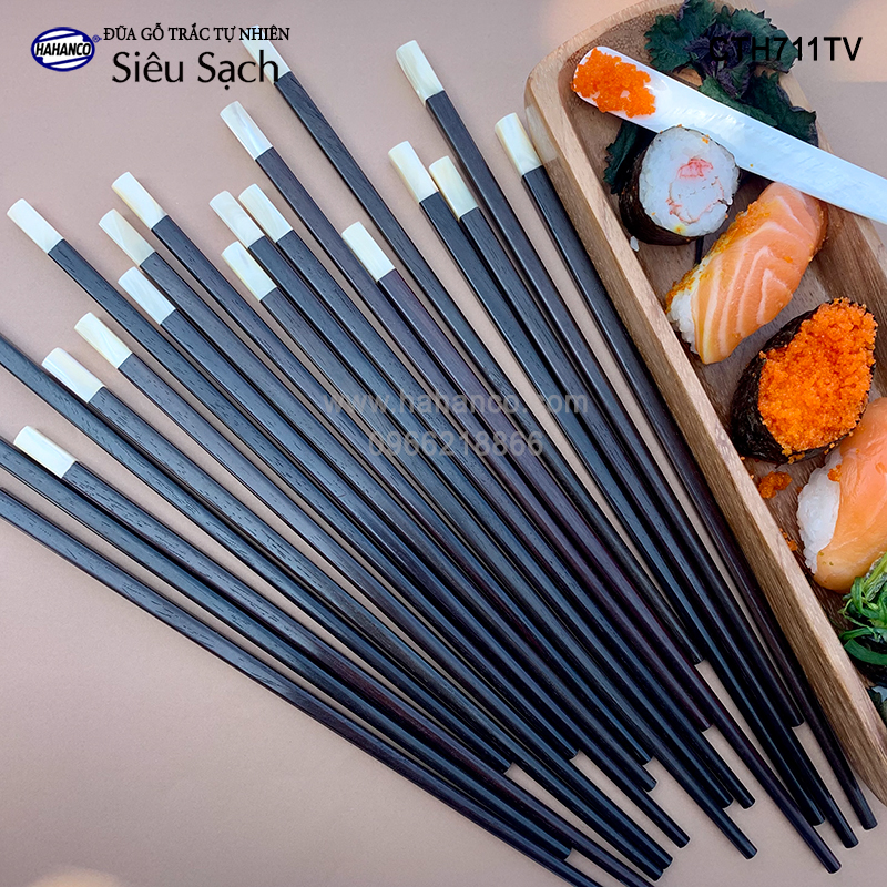 Đũa gỗ trắc vuông đầu ốc biển New Zealand Hàng VIP - đũa gỗ tự nhiên siêu sạch - an toàn cho sức khỏe - CTH711TV - Chopstick of HAHANCO