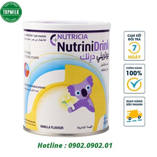 Sữa bột Nutricia Nutrinidrink Hộp 400gr, sữa cao năng lượng bổ sung dinh dưỡng cho trẻ biếng ăn, kén ăn, suy dinh dưỡng