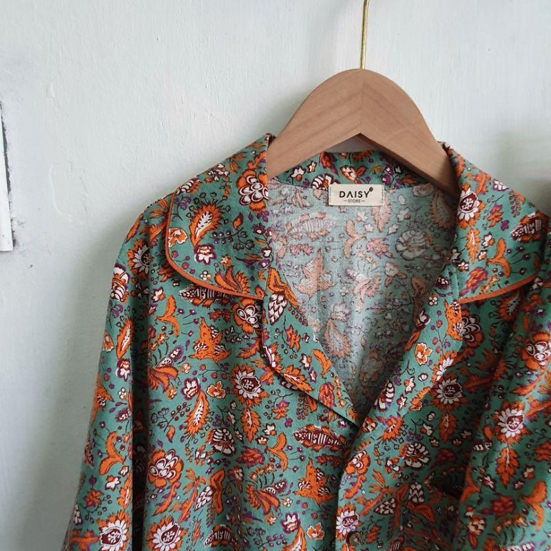 Pyjama đùi bông xanh