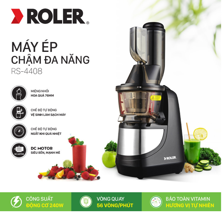 Máy ép chậm đa năng Roler RS-4408 (Đen)- Hàng Chính Hãng