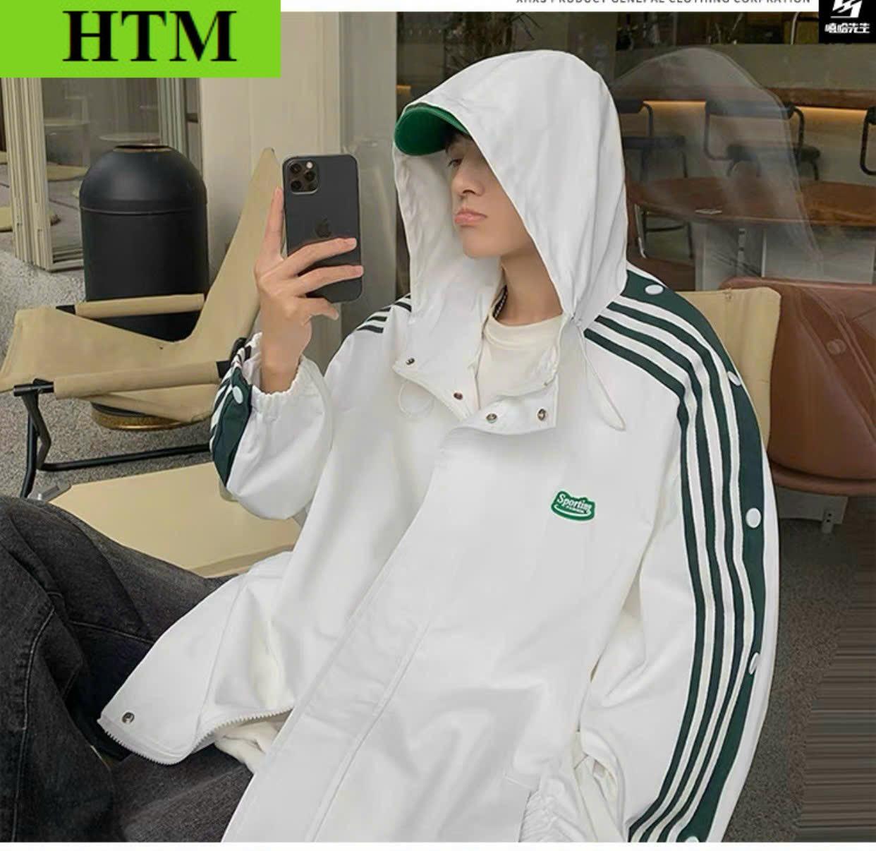 [HOT TREND] Áo Khoác Gió Nam NỮ Có Kiểu Dáng Cổ Bẻ Phối Kèm Cúc Bấm HTM FASHION - Đen