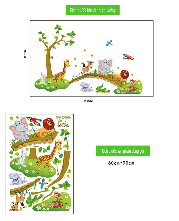 DECAL DÁN TƯỜNG THỎ YÊU TRĂNG VÀ THÚ QUA CẦU - HP408