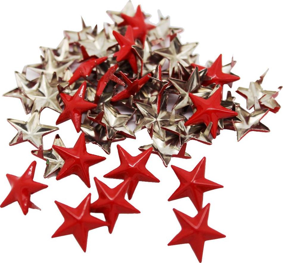 Kim Loại Đỏ Ngôi Sao Đính Đinh Tán Punk Gai Điểm Cho Leathercraft DIY Gói 50 Cho Quần Áo, Túi Xách quần Jean G