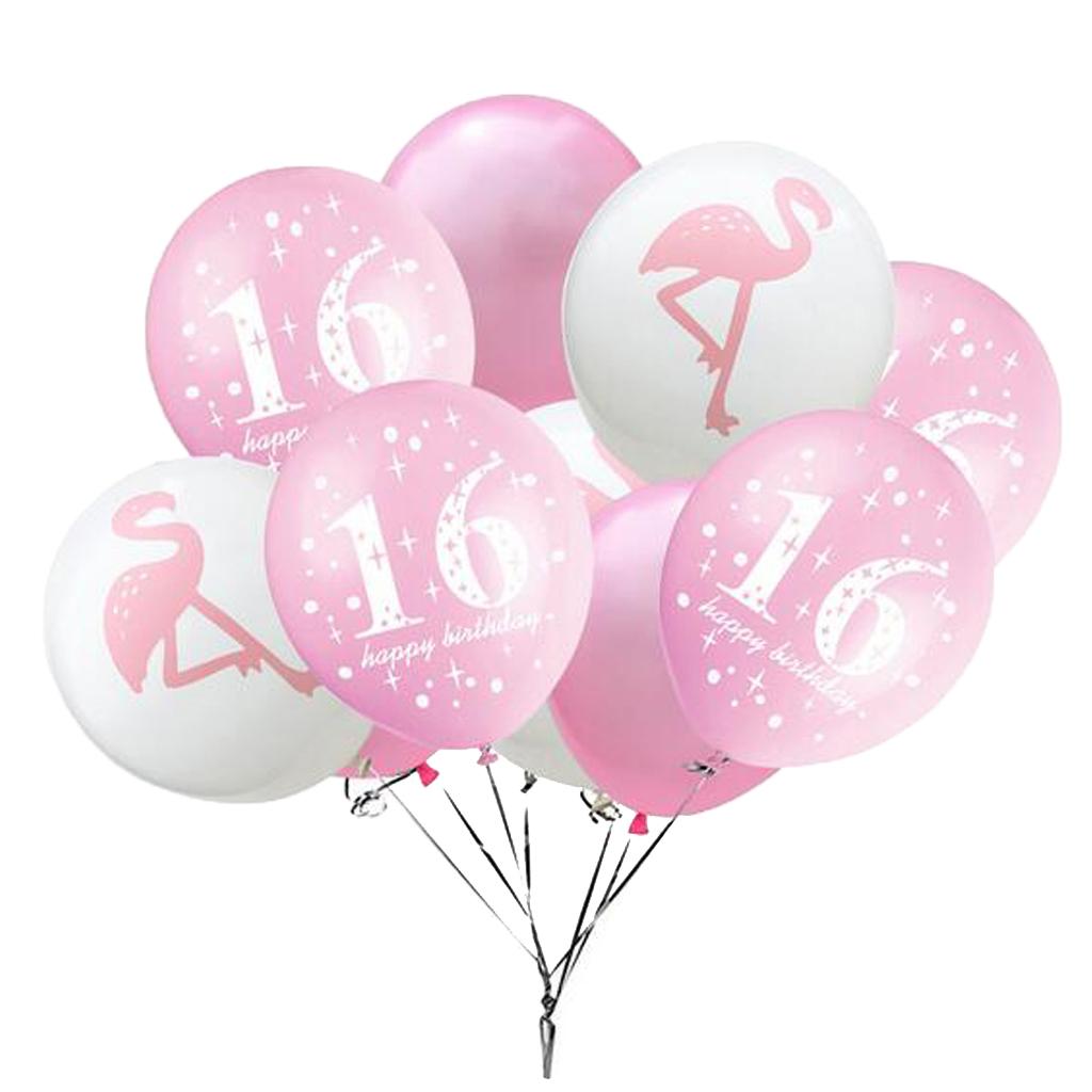 10 Pieces Assorted Balloons16th Birthday Latex Balloons for Birthday Party Decor 12 Inch