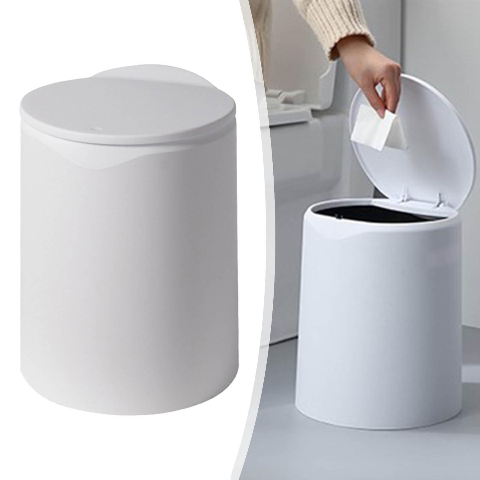 8L Press Trash Can Organizer Wastebasket for Dining Room Kitchen White