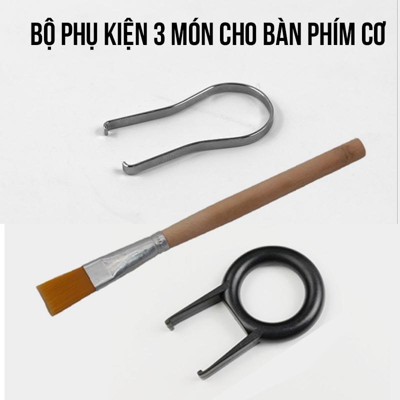 Phụ kiện Bàn Phím Cơ - Bộ 3 món: Móc rút phím (Móc rút keycaps), Móc rút switch và Chổi Quét Bụi