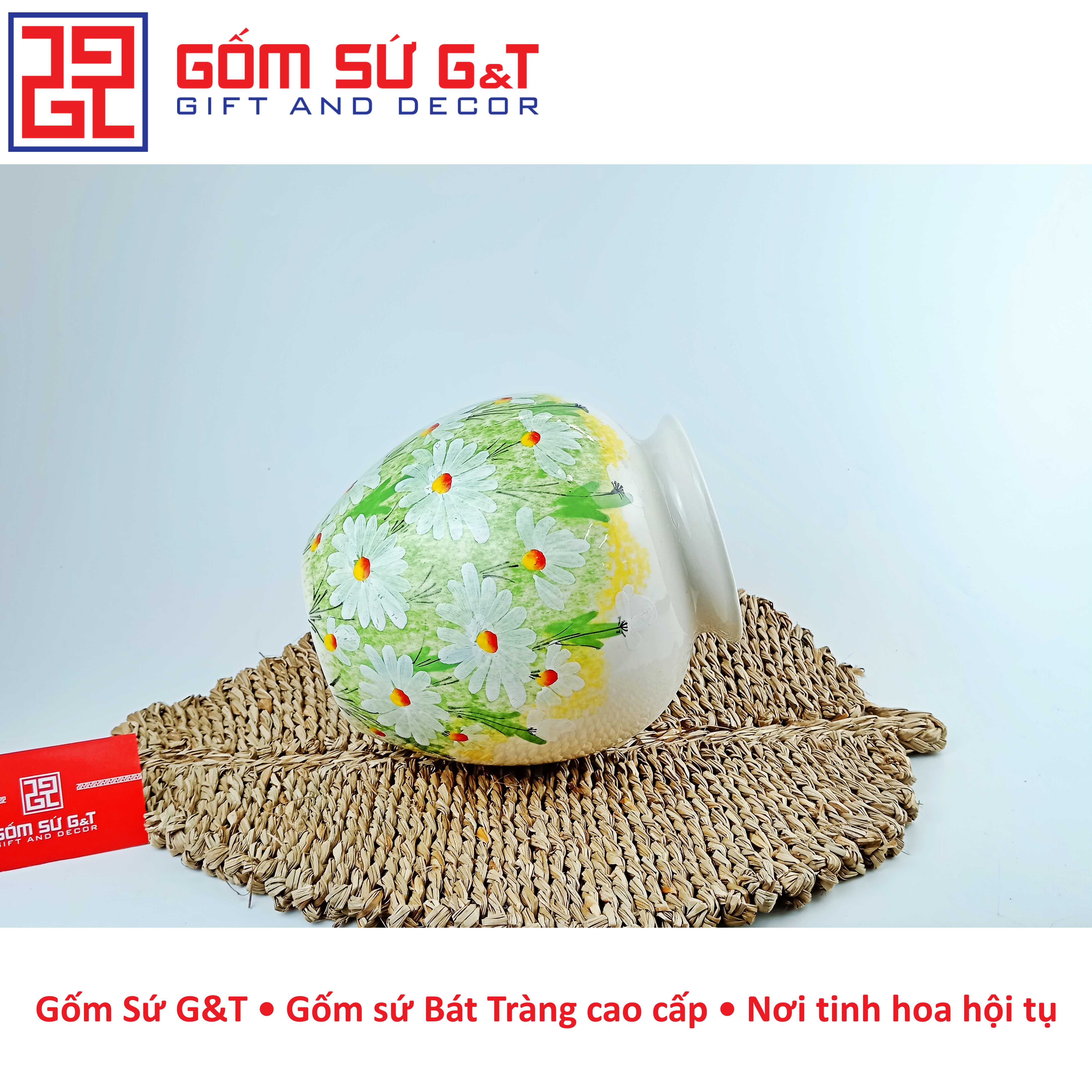 Lọ hoa dáng vò vẽ cúc họa mi Gốm Sứ G&amp;T