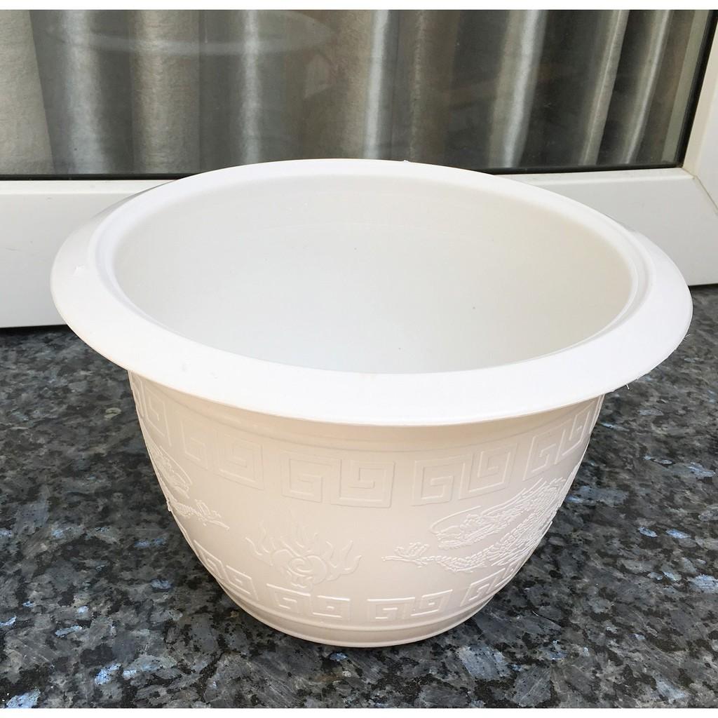 Combo 2 chậu trồng hoa tròn truyền thống đường kính 27cm Trắng-Đồ Gia Dụng Tại HCM