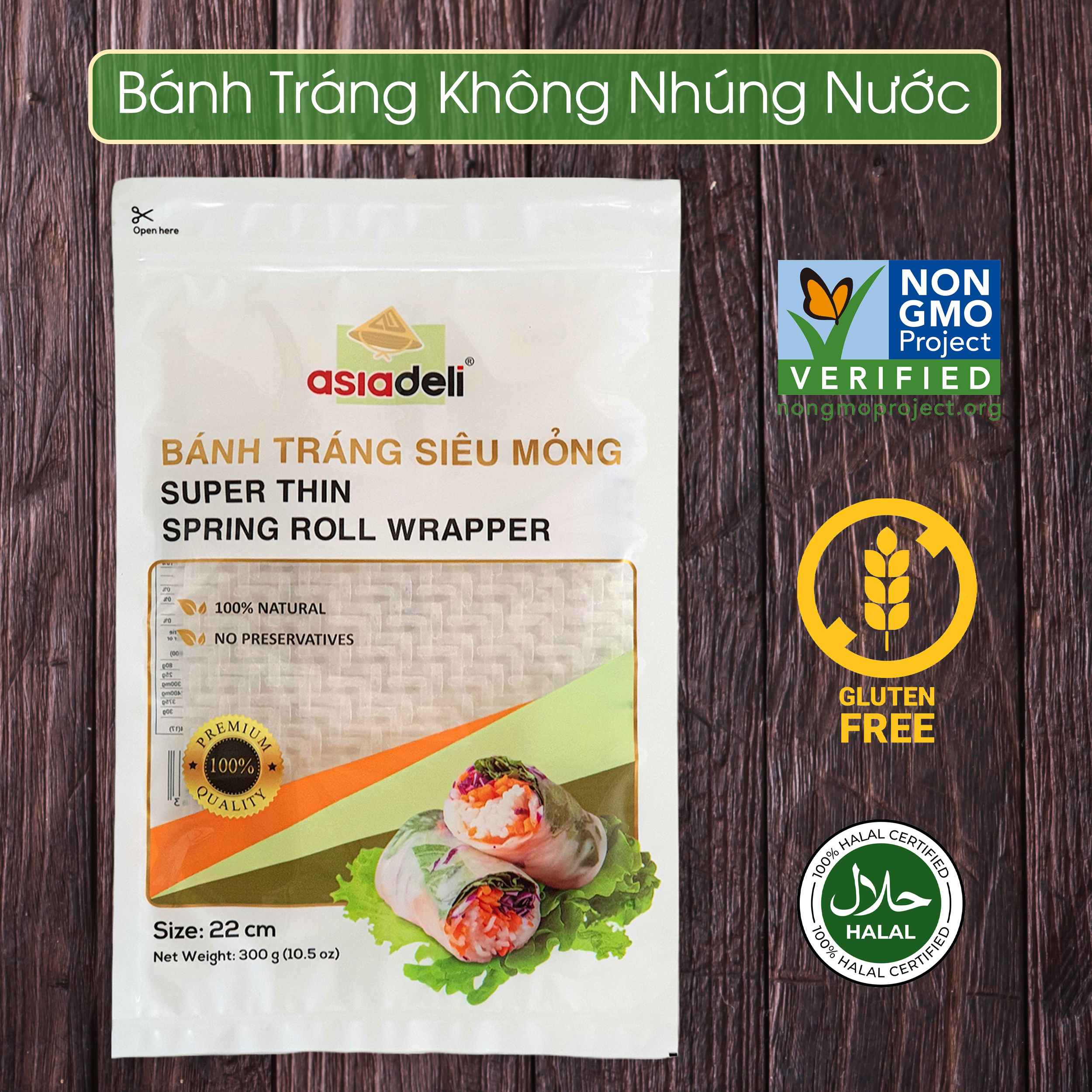 [Gift] Bánh Tráng Siêu Mỏng Asiadeli 22 cm x 16 cm Không Nhúng Nước gói 300g Hàng Xuất Khẩu