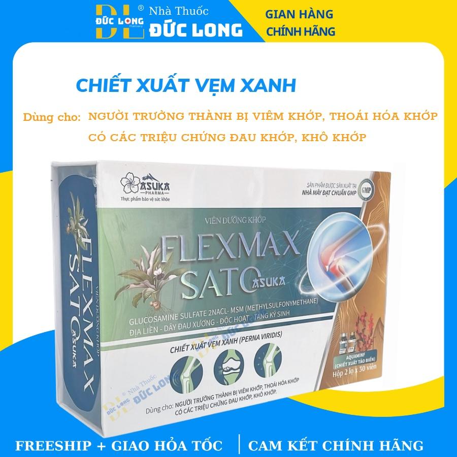 Viên dưỡng khớp Flexmax Sato – Asuka – Hỗ trợ giảm triệu chứng đau khớp – Hộp 2 lọ x 30 Viên – Đức Long