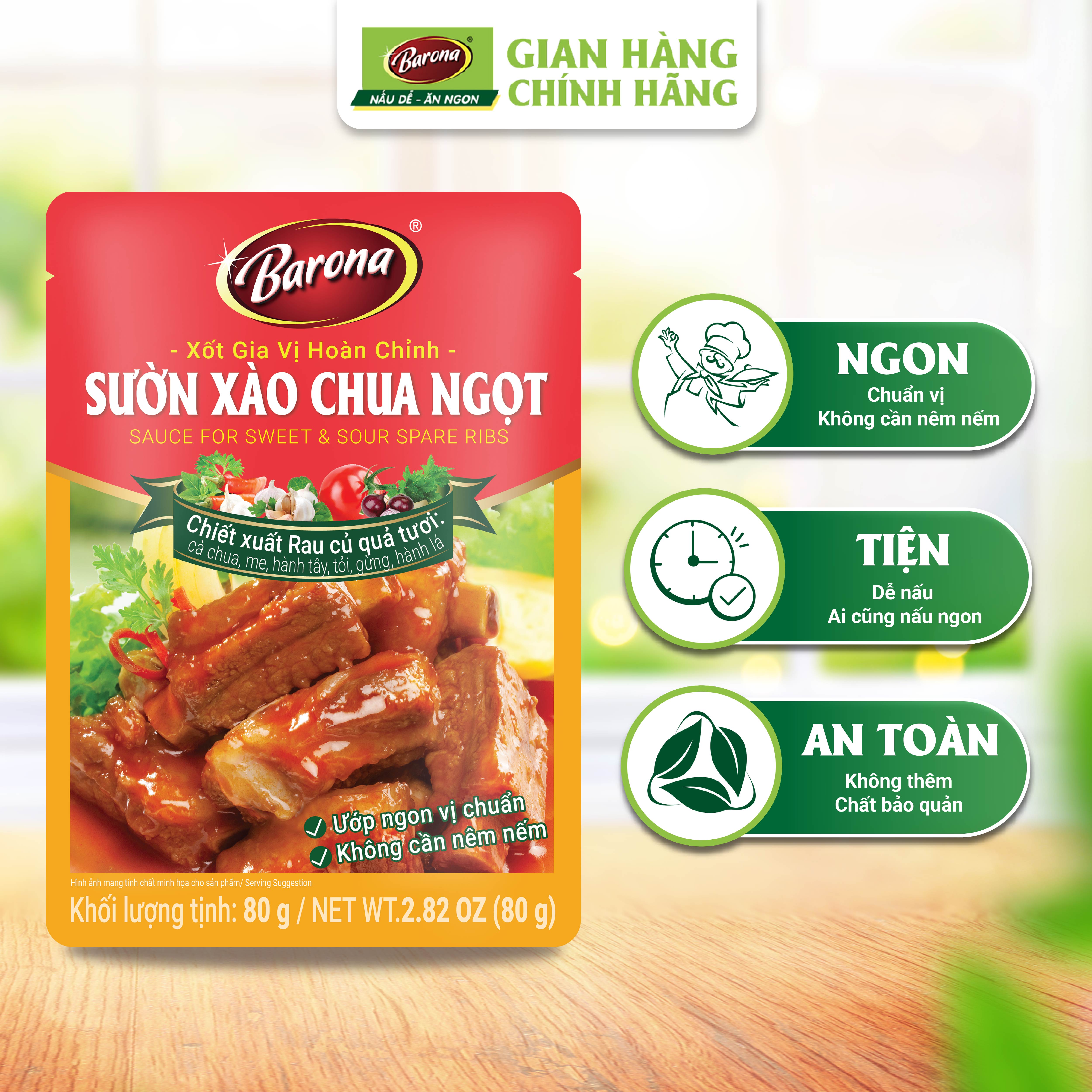 Xốt Gia Vị Hoàn Chỉnh Barona – Sườn Xào Chua Ngọt 80g