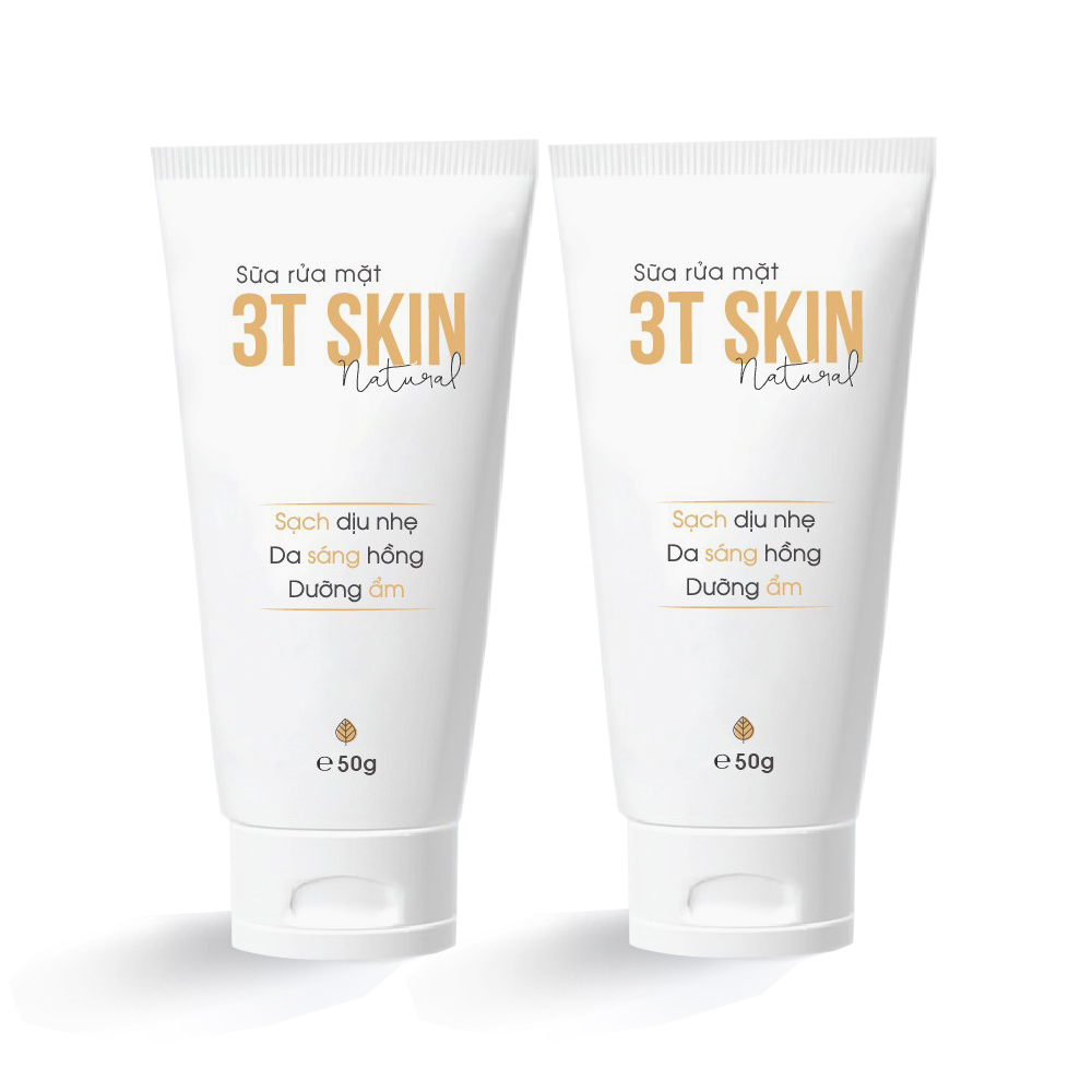 Combo 2 Sữa Rửa Mặt 3T Skin Sạch Sâu Dịu Nhẹ, Da Sáng Mịn Chiết Xuất Thiên Nhiên (50gr)