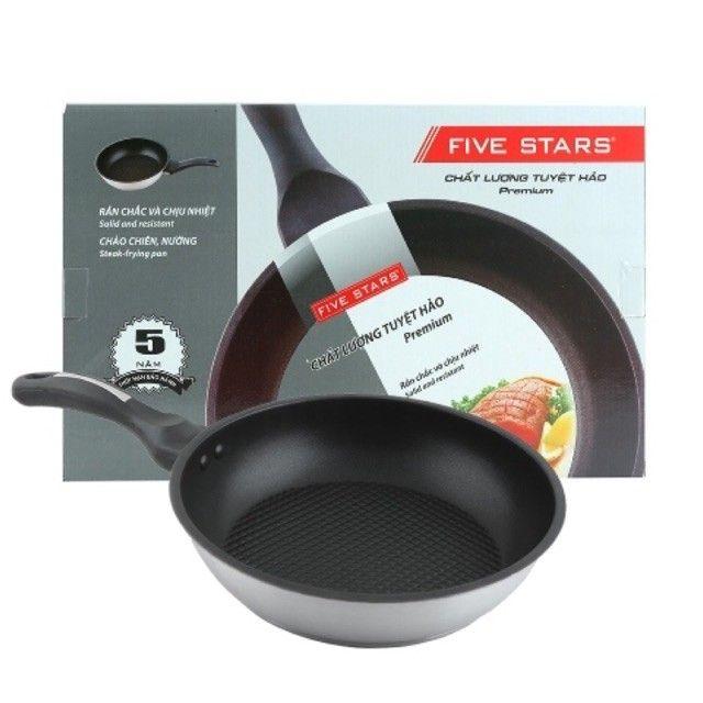Chảo chống dính inox FIVE-STAR - chảo 3 đáy cho bếp từ