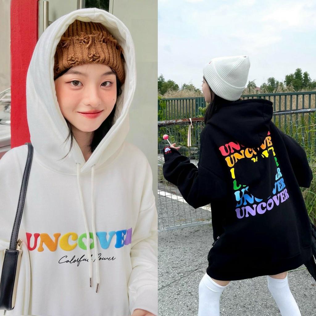 Áo khoác nỉ nam nữ from rộng hình UNCOVERR Áo Khoác Hoodie Zip Day Form Rộng Unisex Vải Nỉ Bông Oversize Ulzaang