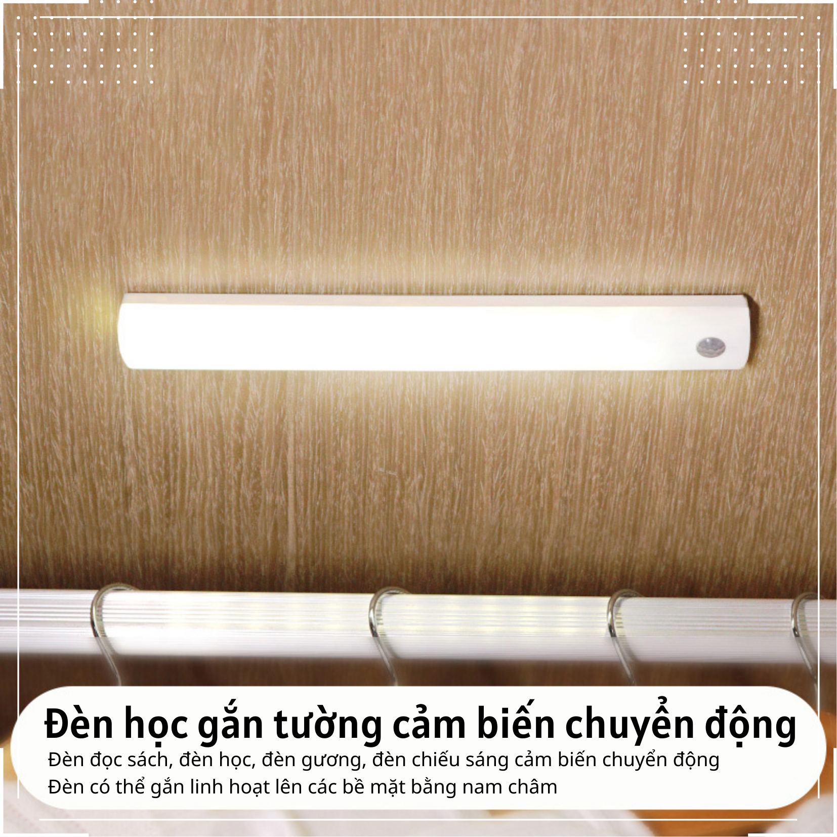 Đèn học gắn tường Cảm biến chuyển động Sạc pin Độ sáng vô cấp Siêu mỏng