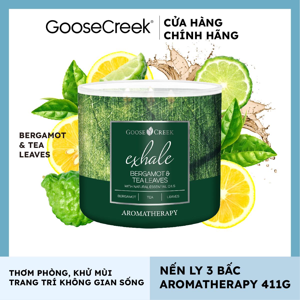 Nến ly 3 bấc Aromatherapy Goose Creek - Bergamot & Tea Leaves