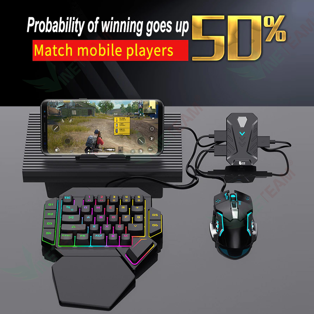 Vinetteam Combo Bộ Chuyển Đổi Chơi Game Gmix Lite + Bàn Phím C91 + Chuột G5 Hỗ Trợ Chơi Game Pubg Mobile COD Freefire World of Tank - Hàng Chính Hãng