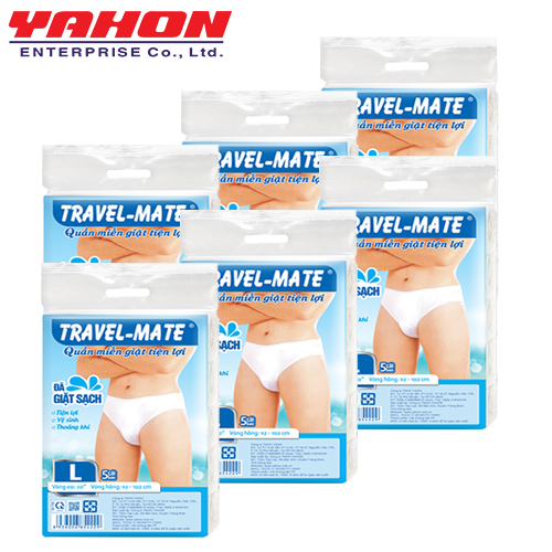 Combo 6 Bao Quần Lót Miễn Giặt TRAVEL-MATE Nam, 5 Cái/Bao