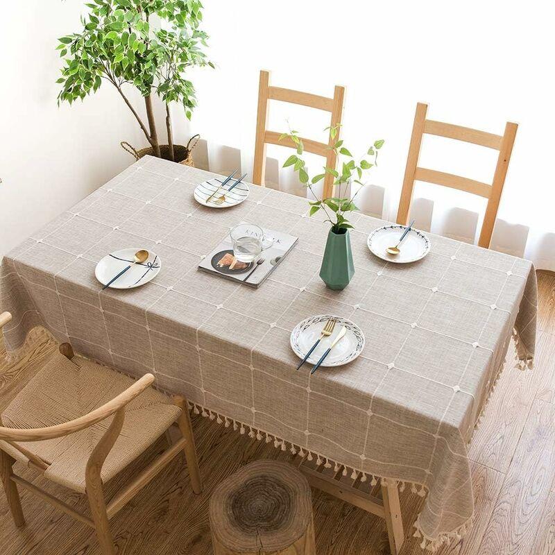 Tablecloth có thể giặt được hình chữ nhật bông vải lanh vải hình chữ hoa hình chữ nhật