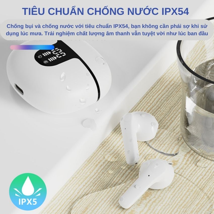 Tai nghe không dây bluetooth S61 TWS cao cấp cảm ứng chạm thông minh cực nhạy - Tai nghe True Wireless ENC chống nước IPX5, màn hình kỹ thuật số, giảm tiếng ồn kép