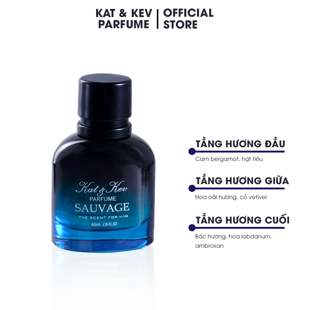 NƯỚC HOA CAO CẤP SANG TRỌNG KAT&amp;KEV SAUVAGE NAM TÍNH, MẠNH MẼ 60ML