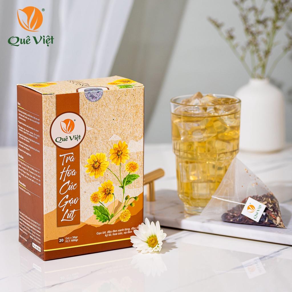 Combo 5 hộp Trà hoa cúc gạo lứt Quê Việt + tặng 1 hộp sữa hạt dinh dưỡng 259k , hộp ( x 600gr/hộp)