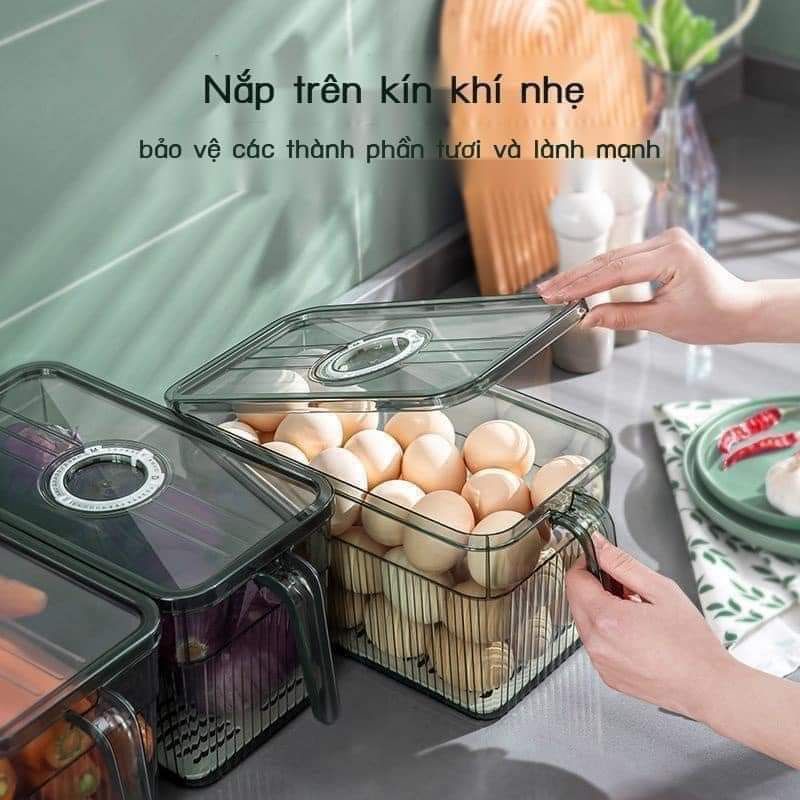 Hộp Đựng Thực Phẩm Tủ Lạnh Tách Nước Có Tay Cầm, Chất Liệu Cao Cấp, Trong Suốt, Đảm Bảo An Toàn Sức Khoẻ