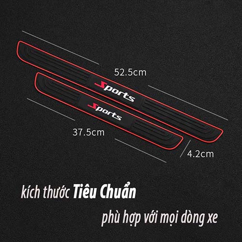 Bộ 4 Miếng Ốp Bậc Chống Xước Cửa Xe Ô Tô - Mẫu Chữ Sport - Chất Liệu Cao Su Dẻo, Băng Dính Chuyển Dụng