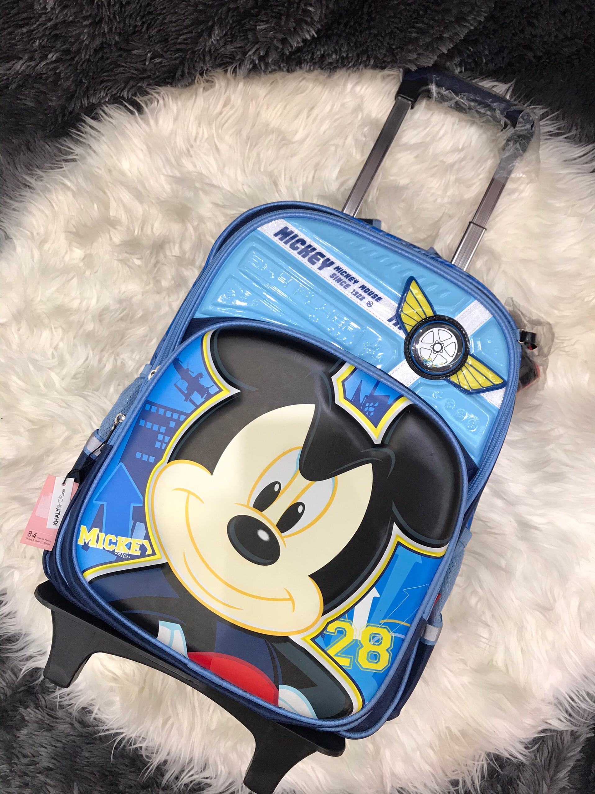 Balo kéo 16'' cao cấp 3 ngăn hình Mickey Mouse - BLKMKXN