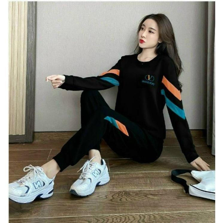 Bộ đồ thể thao cổ tròn phối màu siêu dày đẹp