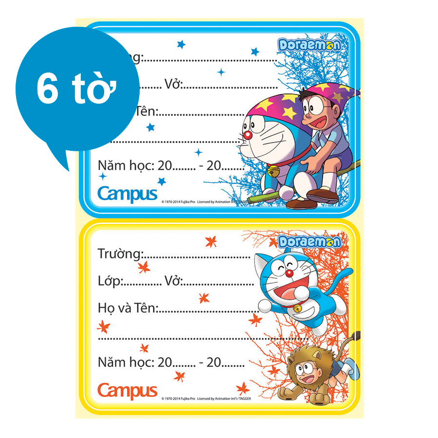 Nhãn Vở Doraemon Campus NT-DOR12 (12 Nhãn)