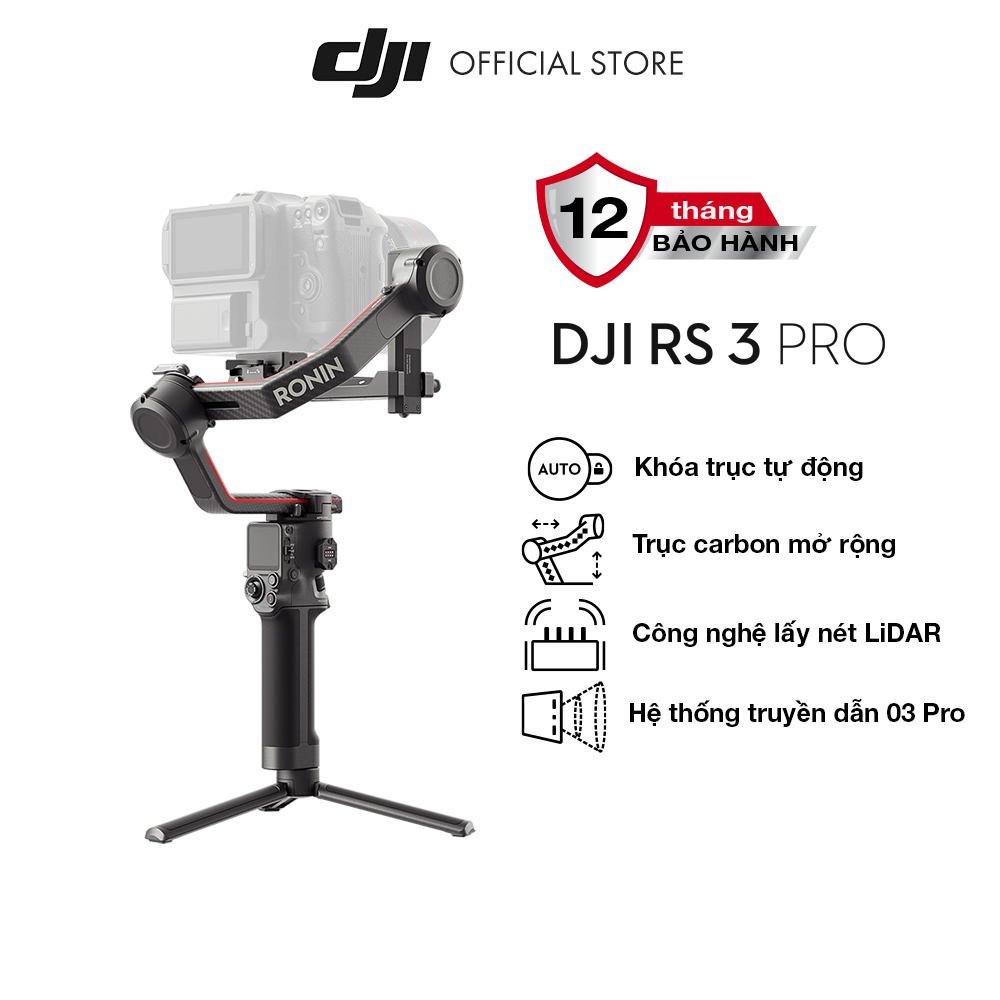 Gimbal máy ảnh DJI RS 3 PRO cho camera DSLR Mirrorless chống rung ổn định tải trọng 4,5kg (DJI RS3 PRO) - Hàng chính hãng