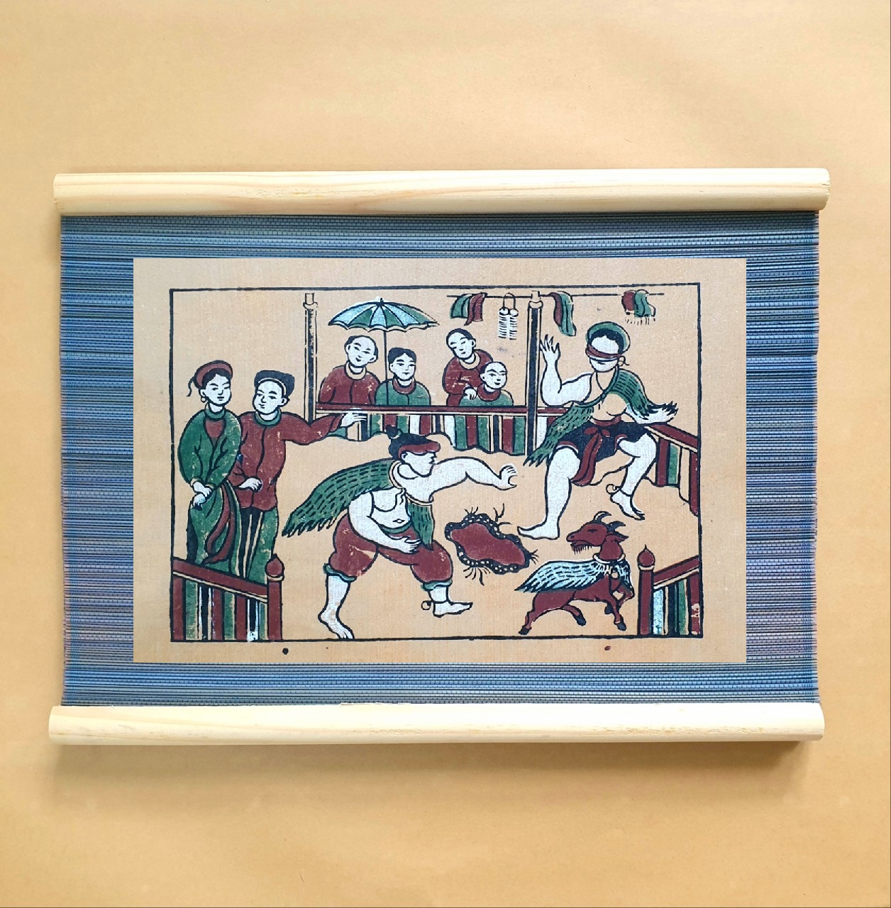 Tranh Bịt mắt bắt dê - Tranh dân gian Đông Hồ - Dong Ho folk woodcut painting