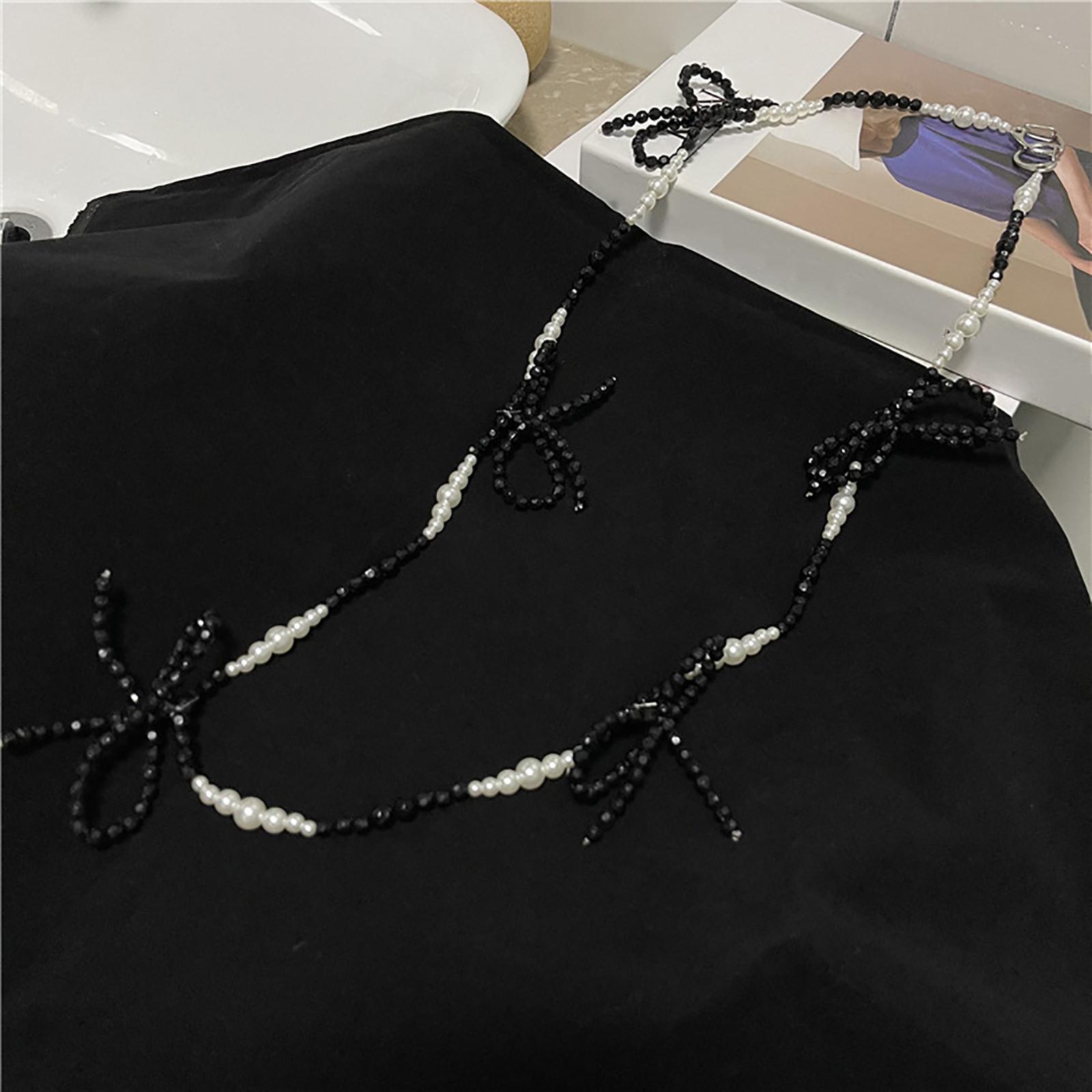 Pearl Belt Harness Chain Rice Beads Minimalist Strap for Dress Coat Female