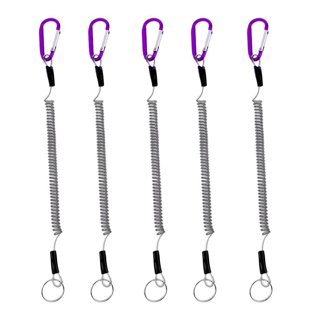 Booms Fishing Coiled Lanyard or Safety Rope Wire Steel Inside 27cm