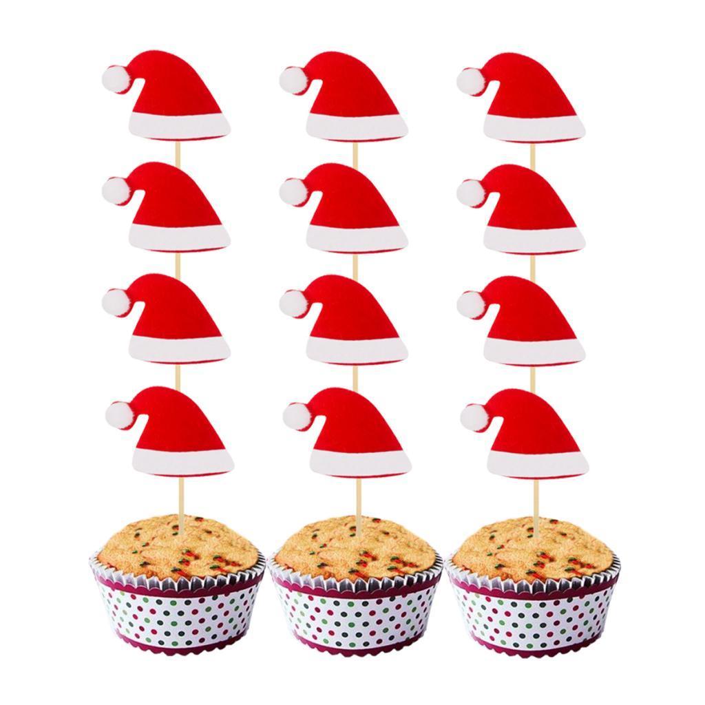 12 Pcs Christmas Cupcake Toppers Cake Topper Picks for Christmas Birthday  Shower Wedding Cake Decoration ()