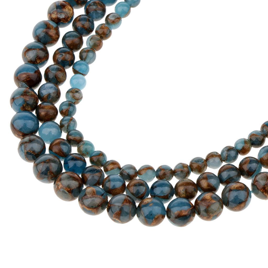 Smooth Polished Natural Blue Crazy Agate Gemstone Beads Findings 6mm