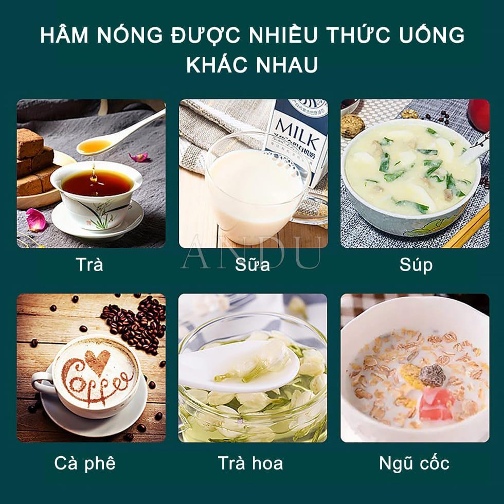 Cốc Văn Phòng, Cốc Hâm Nóng Bằng Sứ Kèm Đế Điện trà Tặng Kèm Thìa Mạ Vàng Tiện Lợi