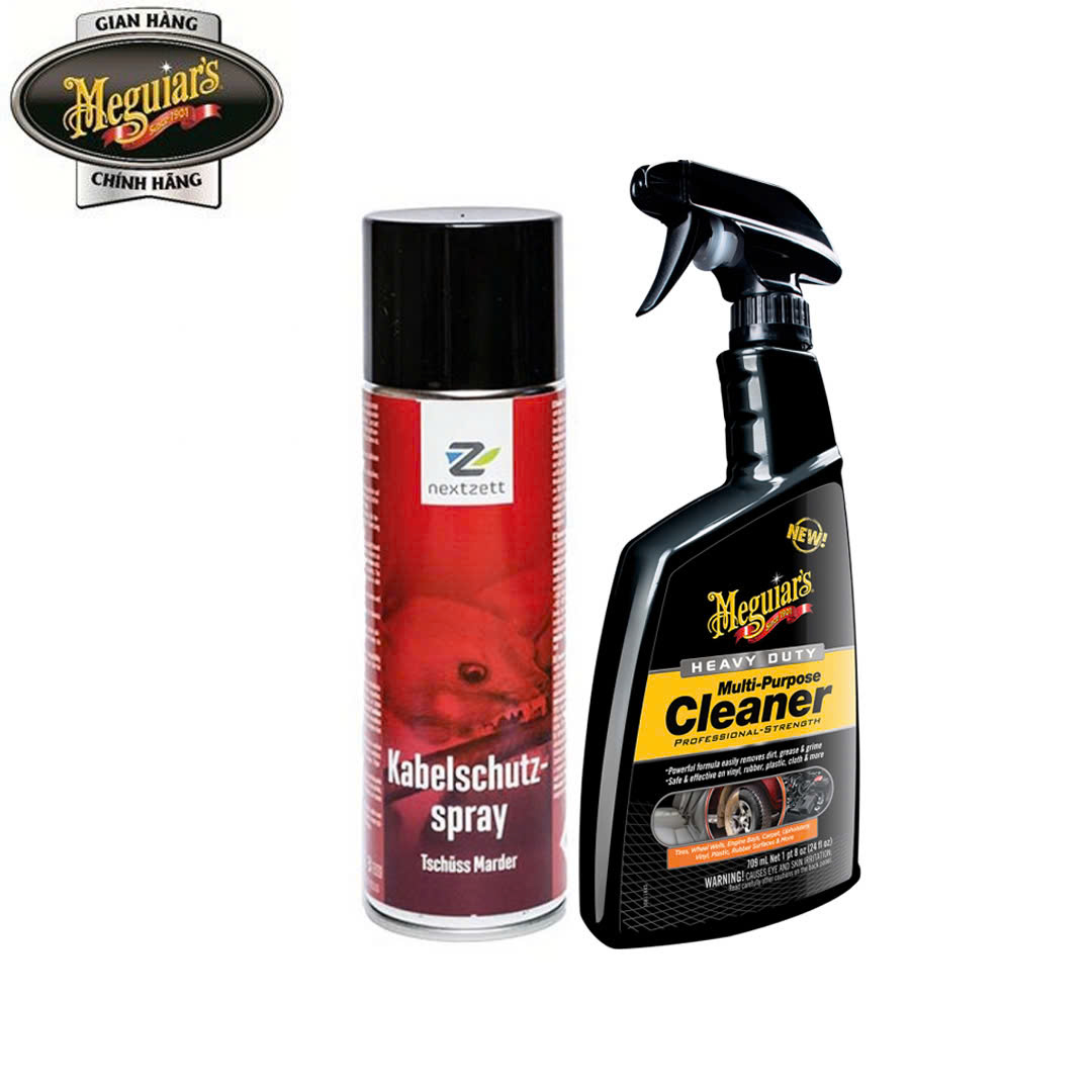 Combo Vệ sinh đa năng &amp; Xịt chống chuột cắn dây điện khoang máy xe hơi (2SP), CB2404