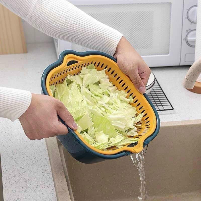 Combo Rổ 6 Món Rổ Nhựa Chậu Ráo Nước Hai Lớp Cao Cấp Tiện Lợi - Miễn Phí Vận Chuyển