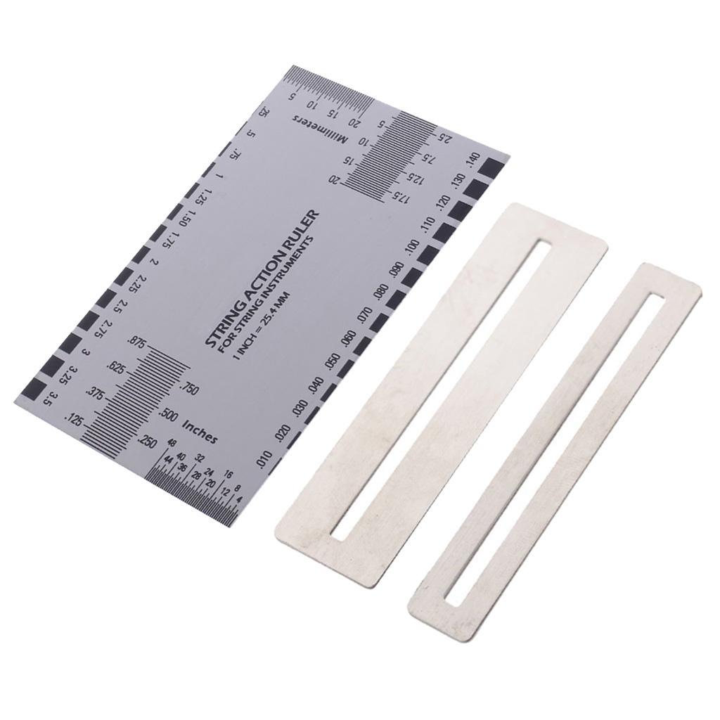 Stainless Steel String Action Ruler with 2pcs Fingerboard Protector Guard