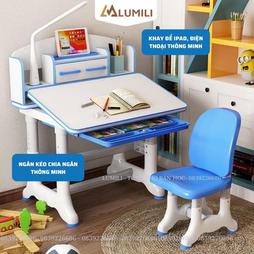 Bàn học liền kệ sách thông minh chống gù, chống cận, K40 chỉnh tư thế ngồi cho trẻ em