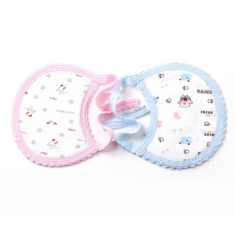 Set 3 Yếm Tròn Trần Bông Cotton 3 Lớp Siêu Thấm Hút Cho Bé