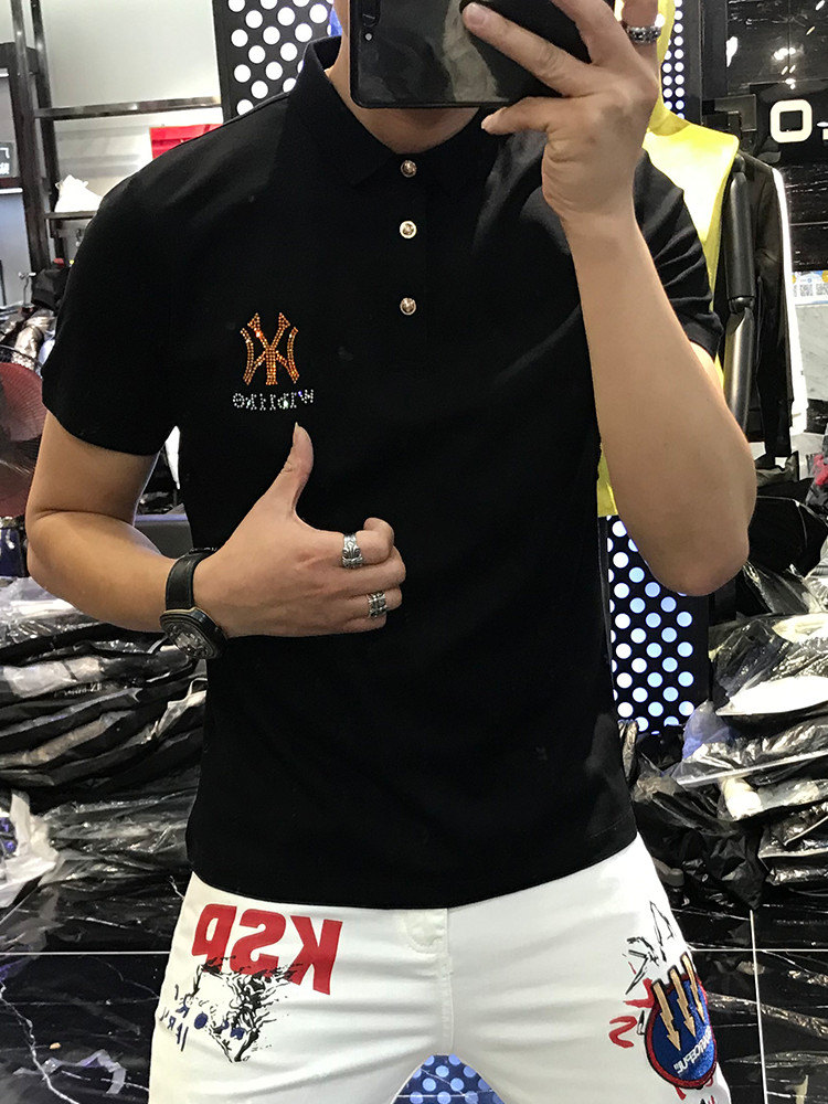 Áo phông, áo thun Nam Polo cổ bẻ đính hạt sang trọng dáng ôm body chất liệu vải thun Cotton cao cấp co giãn nhẹ dễ phối đồ hợp với xu hướng thời trang - Mẫu HOT