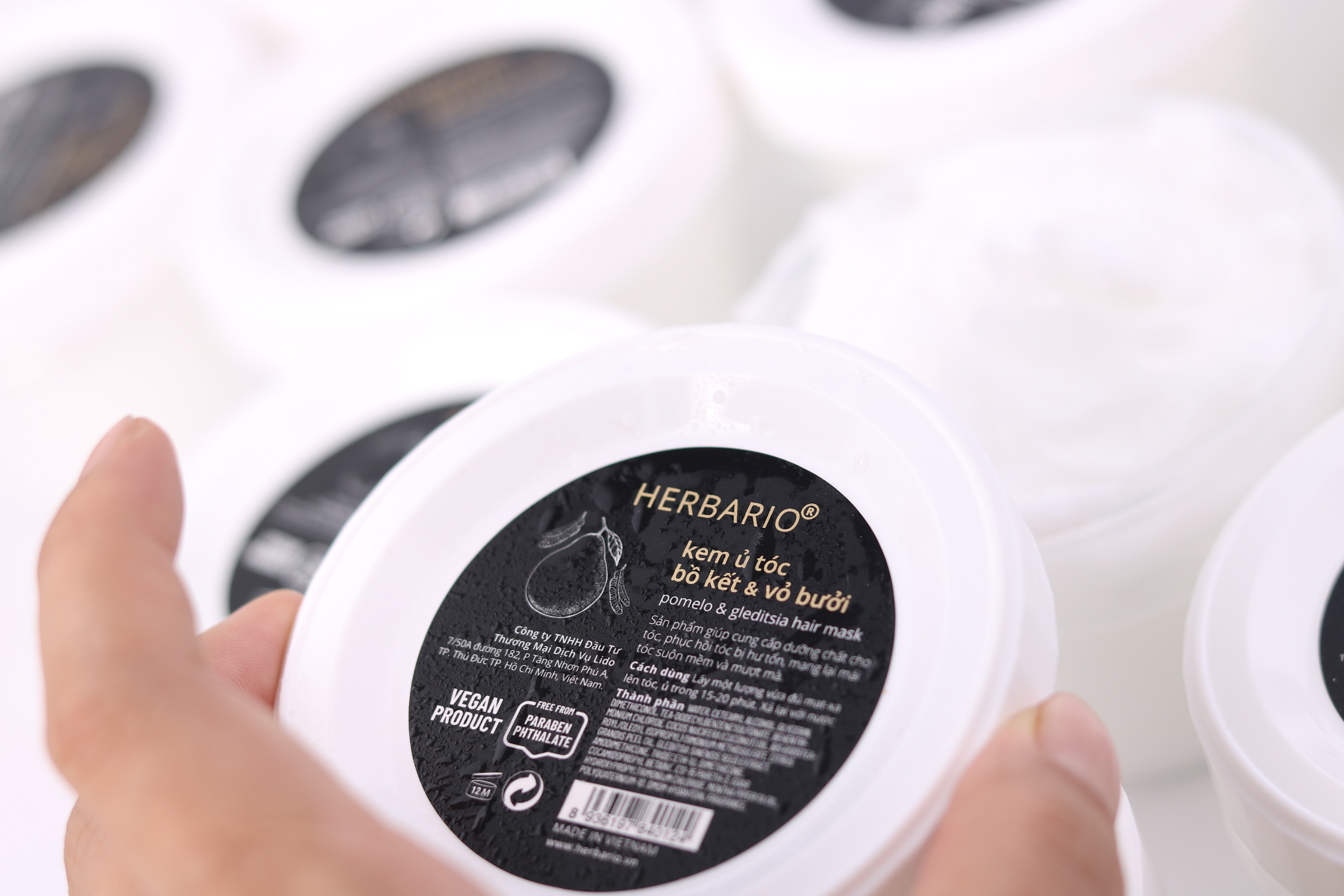 Kem ủ tóc bồ kết và vỏ bưởi Herbario 200ml dưỡng tóc chắc khỏe đen bóng suôn mượt thuần chay