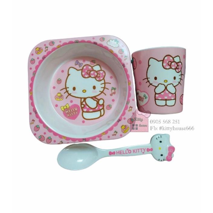 SET COMBO TÔ / CHÉN LY MUỖNG KITTY KITTY HOUSE