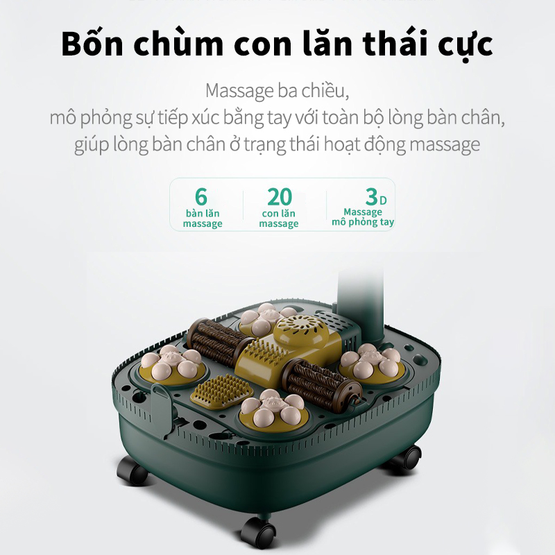 Thùng ngâm chân bồn massage chân bằng điện hoàn toàn tự động, Kiểm soát nhiệt độ nước chính xác theo thời gian thực,Cảm biến nhiệt độ cao độ nhạy cao, Bồn ngâm chân cao massage ngập 