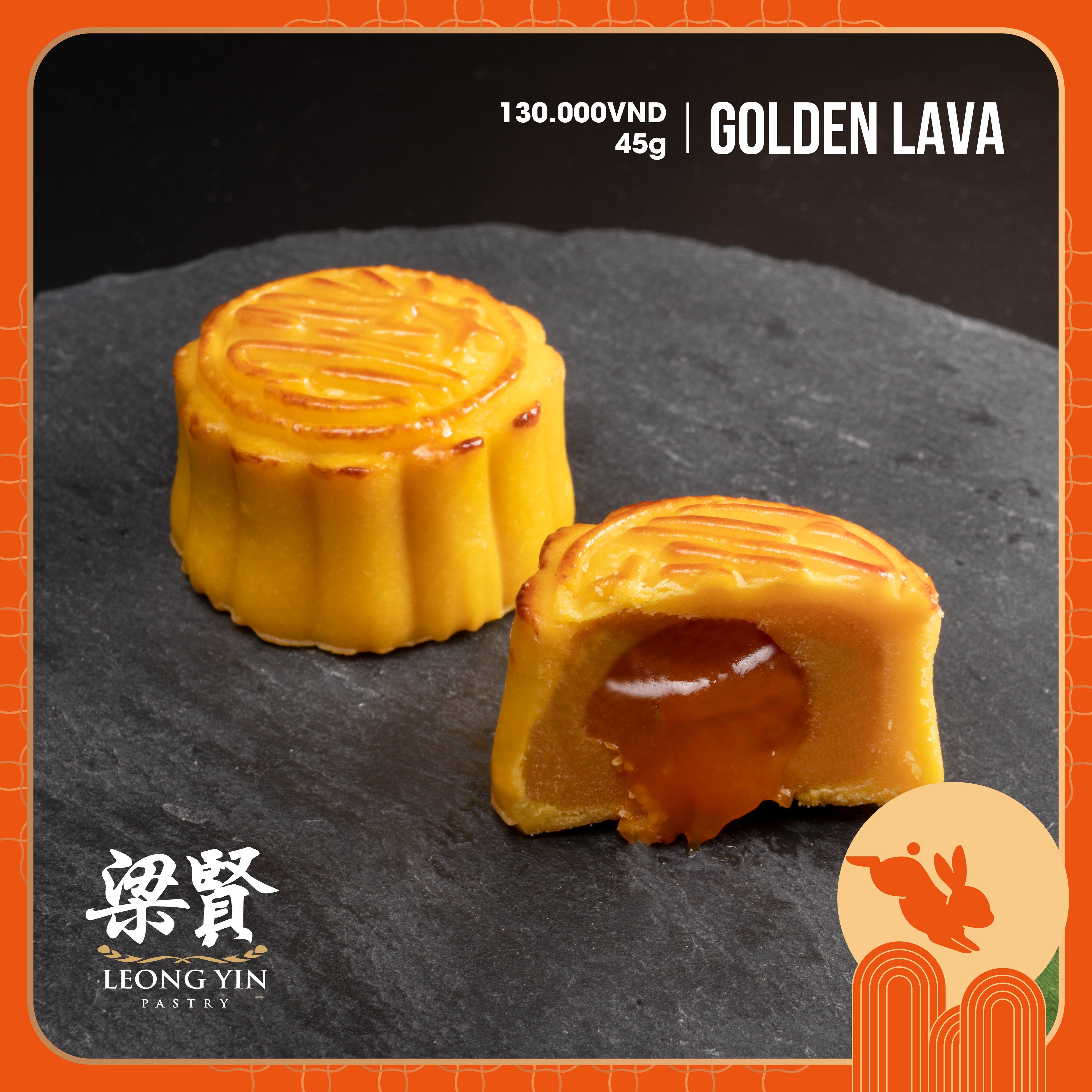 Bánh Trung Thu Cao Cấp La va - Golden Lava Mooncake thương hiệu Leyong Yin loại 45g