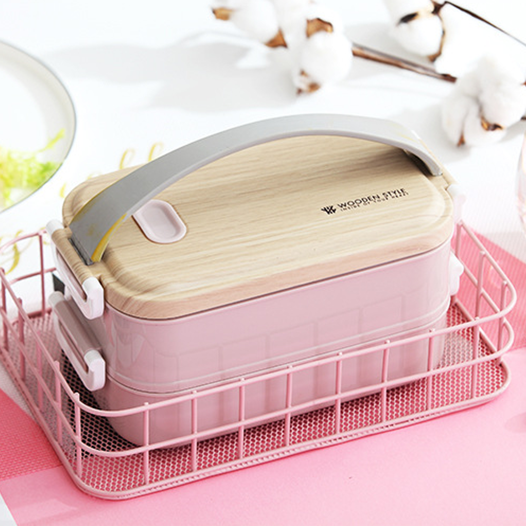 Hộp Đựng Cơm Văn Phòng 2 Tầng Lõi Rời Bằng Inox 304 Dung Tích 1600ml Thiết Kế Hiện Đại HC01
