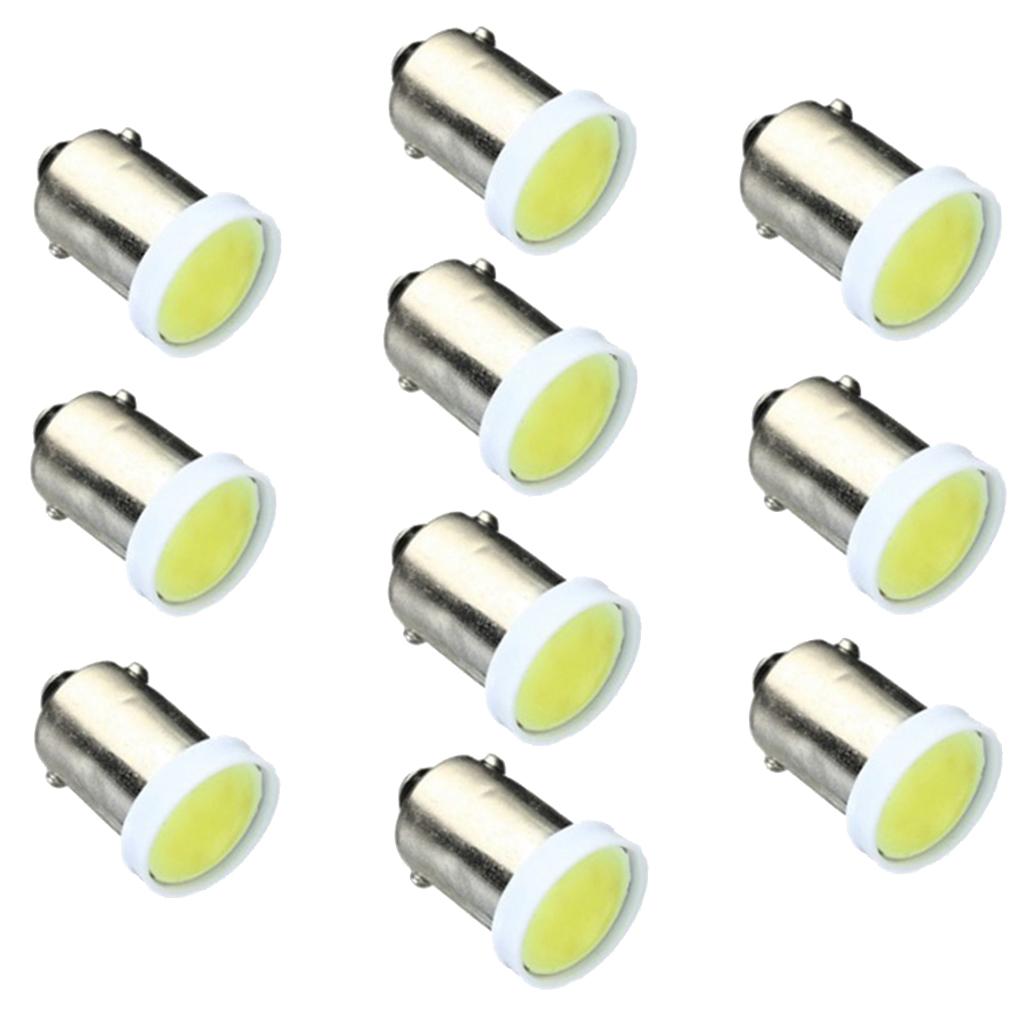 Pack of 10 Aluminum BA9S COB LED Car Dash Reading/License Plate Light Side Wedge Bulbs